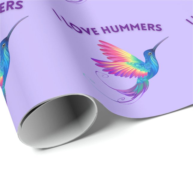 Papel De Presente Adoro Hummers Exóticos Rainbow Hummingbird Voando (Ponta do rolo)