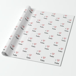 Papel De Presente Adoro Tuba Red Heart of Music Notes