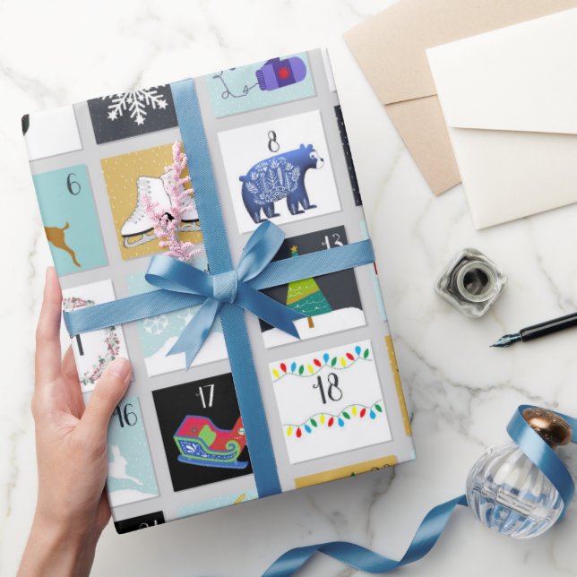 Papel De Presente Advent Calendar Christmas (Presentear)