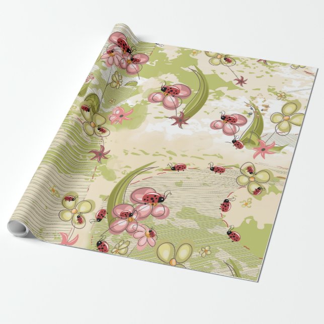 Papel De Presente Adventure Ditsy Ladybird (Desenrolado)