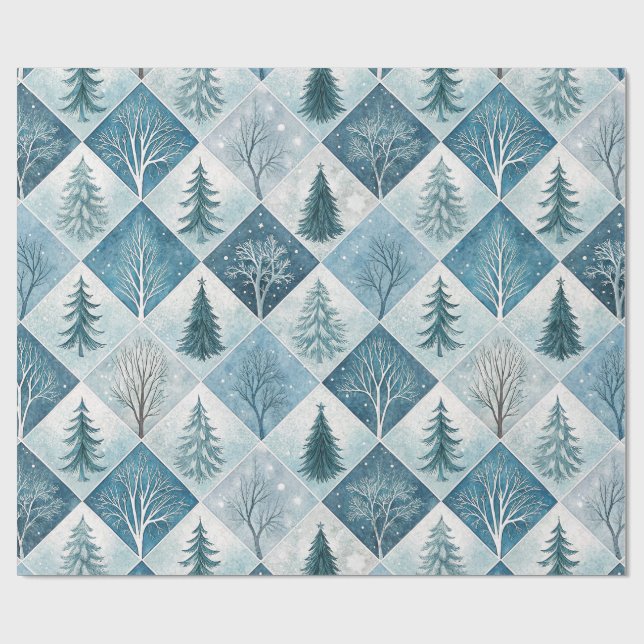 Papel De Presente Aesthetic Holiday Checkered Wrapping Paper (Aberto)