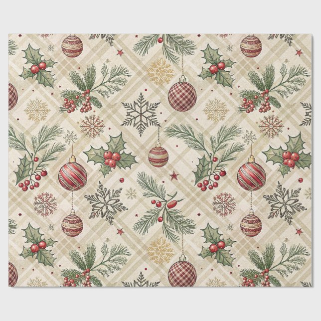 Papel De Presente Aesthetic Holiday Checkered Wrapping Paper (Aberto)