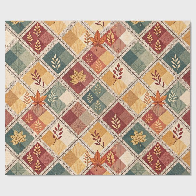 Papel De Presente Aesthetic Holiday Checkered Wrapping Paper (Aberto)