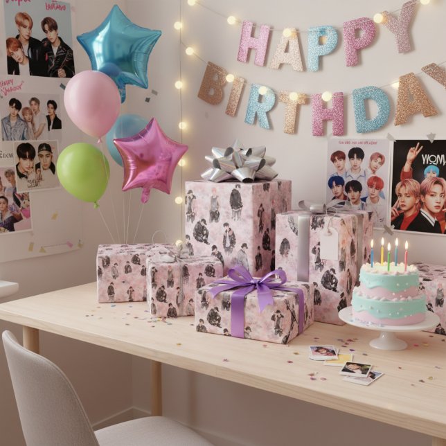 Papel De Presente Aesthetic K-Pop Idols Silhouette Streetwear  (minimalist k-pop wrapping paper)