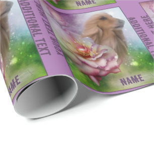 Papel De Presente Afegão de Rosas Fantasy Dog Art Personalizado