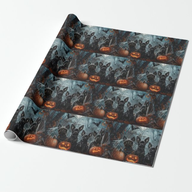 Papel De Presente Afenpinscher Halloween Noite Doggy Delight (Desenrolado)