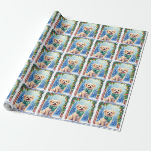Papel De Presente Affenpinscher Aconchegante no Natal com Neve em Aq