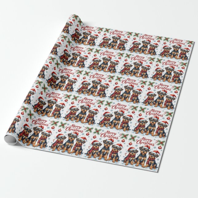 Papel De Presente Affenpinscher Aquarela Natal (Desenrolado)