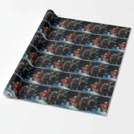 Papel De Presente Affenpinscher Passeio de Trenó Nevado Decoração de