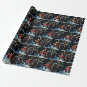 Papel De Presente Affenpinscher Passeio de Trenó Nevado Decoração de