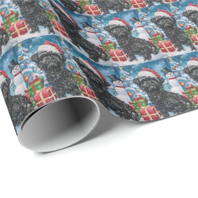 Papel De Presente Affenpinscher Terra de Encantamento de Natal Alegr (Ponta do rolo)