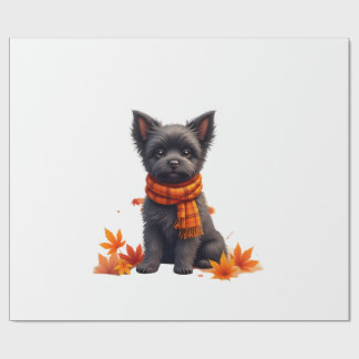 Papel De Presente Affenpinscher With Heart Made Of Autumn Leaves