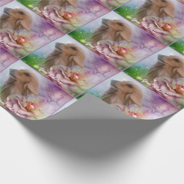 Papel De Presente Afghan Hound Fantasy Flower Personalizado (Ponta)