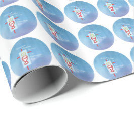 Papel De Presente Afilhado, Primeira Comunhão, Azul