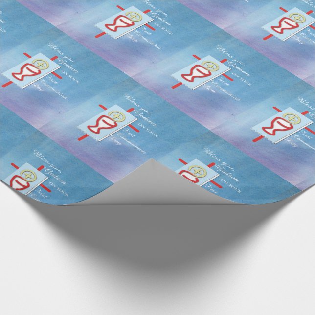Papel De Presente Afilhado, Primeira Comunhão, Azul (Ponta)