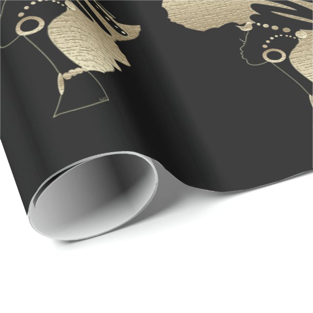 Papel De Presente África no Dourado (Ponta do rolo)