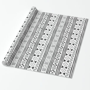 Papel De Presente Africano branco MudCloth do preto   inspirado