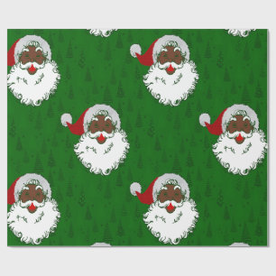 Papel De Presente africano negro santa claus do natal verde