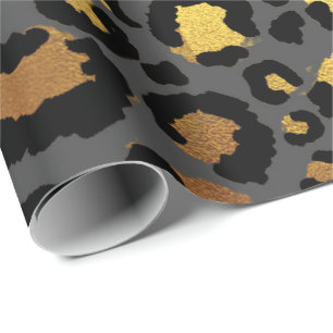 Papel De Presente Africano preto Dourado da grafite da pele animal