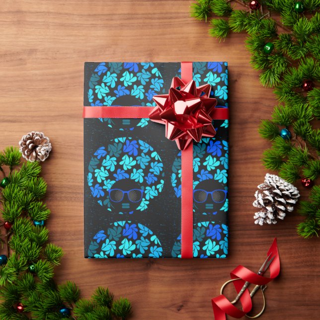 Papel De Presente Afro Diva Azul  (Presente de Natal)