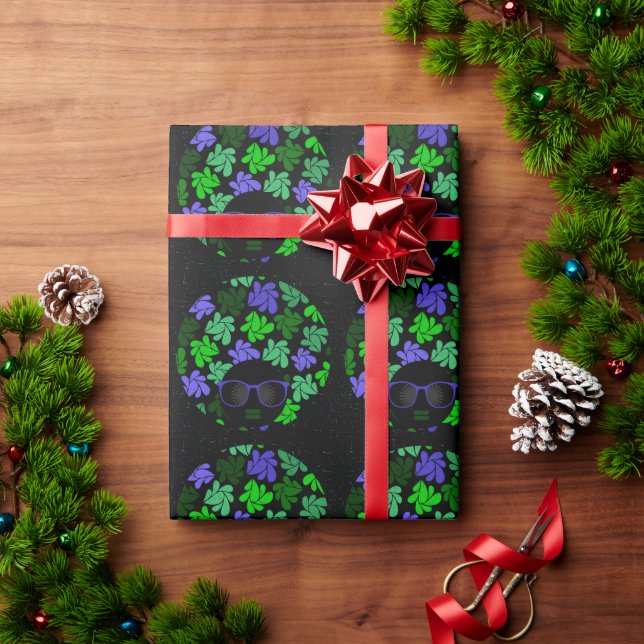Papel De Presente Afro Diva Verde & Azul (Presente de Natal)