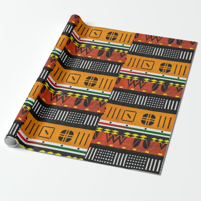 Papel De Presente Afrocentric Tribal Motif (Desenrolado)