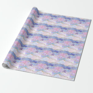 Papel De Presente Ágata Brilho Tendência Azul Rosa Roxo 