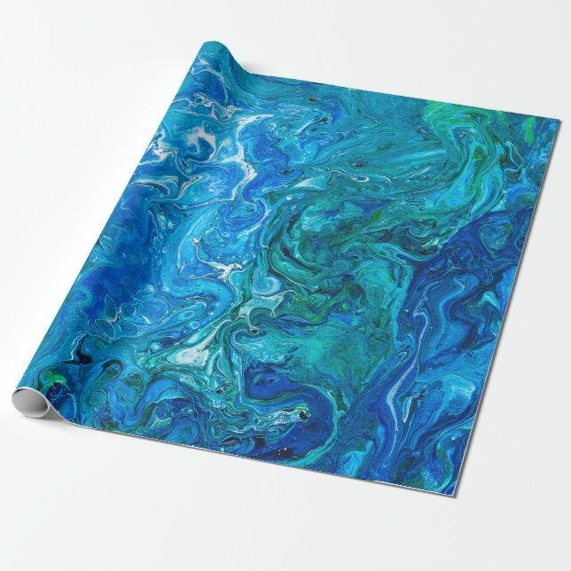 Papel De Presente Ágata louca elegante 2 do laço - Aqua azul (Desenrolado)