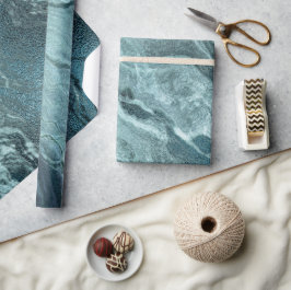 Papel De Presente Agato Teal Cristalalizado | Pedra Marmorizada Aqua