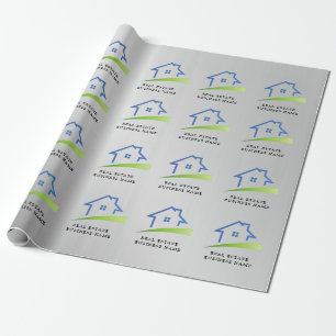 Papel De Presente Agente Imobiliário de Luxo Prata Metálico Negócios