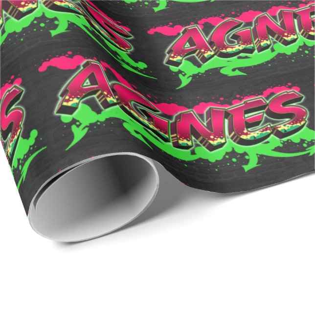 Papel De Presente Agnes Vorname Name Graffiti red green (Ponta do rolo)