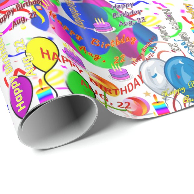 Papel De Presente Agosto, 22 de Aniversário (Ponta do rolo)