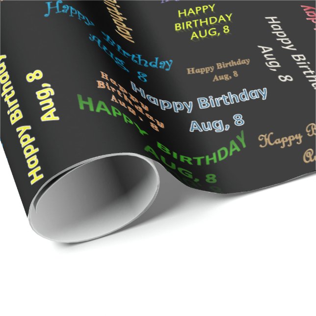 Papel De Presente Agosto, 8 de Aniversário (Ponta do rolo)