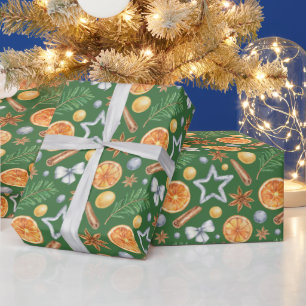 Papel De Presente Água - Cor - de - Natal - Arroz Laranja, Cookie Cu