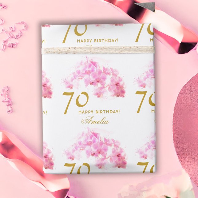 Papel De Presente Água-forte de Orquídea Rosa com Brilho Dourado par (Criador carregado)