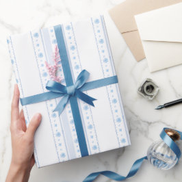Papel De Presente Água-forte Floral Azul da Páscoa Cottage Editável