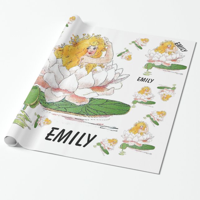Papel De Presente Água Lily Flower Child Floral Fairy Girl (Desenrolado)