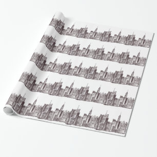 Papel De Presente Aguarela da Nova Iorque de Manhattan