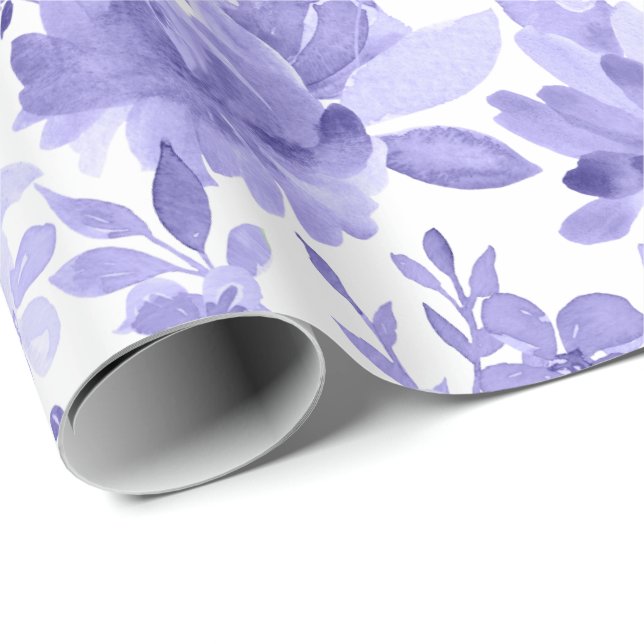 Papel De Presente Aguarela malva & branca lindo floral (Ponta do rolo)