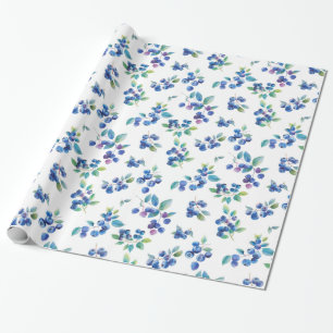 Papel De Presente Aguarela Mirtilo