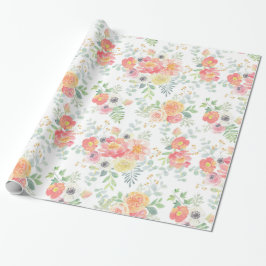 Papel De Presente Aguarela Pastel bonito floral