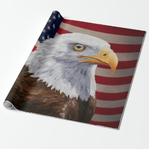 Papel De Presente Águia e Bandeira Americanas