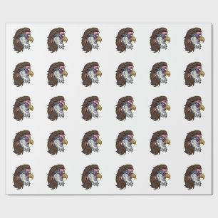 Papel De Presente Águia Patriótica Mullet Gravação Vintage Vetor De