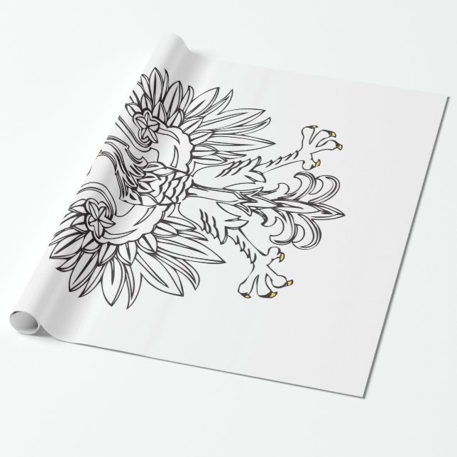 Papel De Presente Águia Polonesa com Dourada Coroa (Desenrolado)