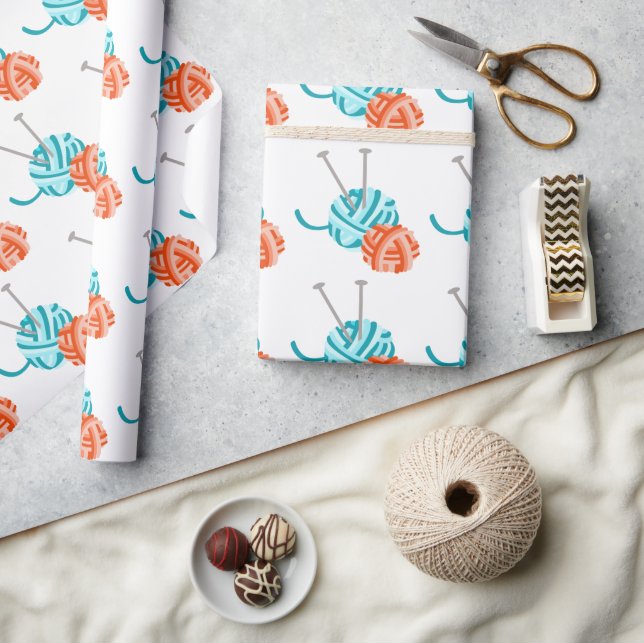 Papel De Presente Agulhas e fios para tricô (Artesanato)