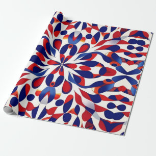 Papel De Presente AI Art Red White e Blue Patriotic American Standar