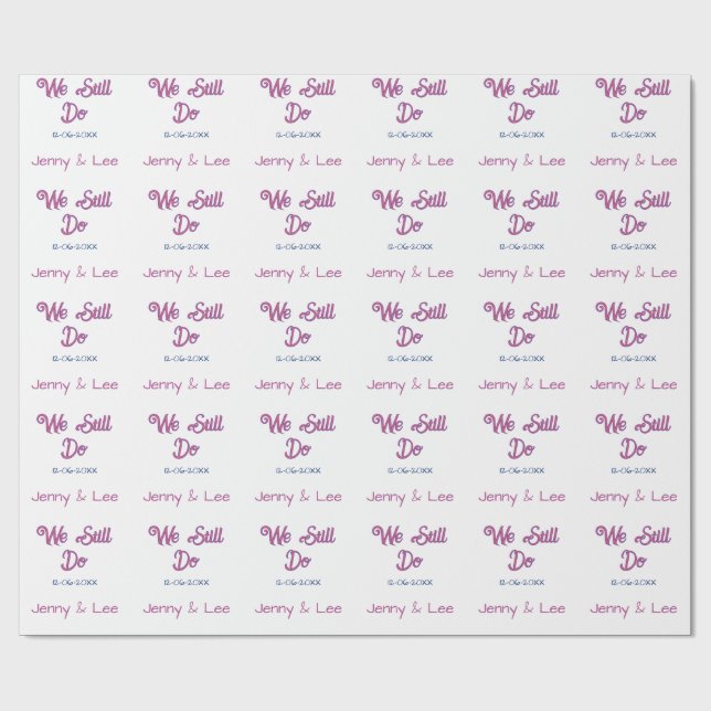 Papel De Presente Ainda fazemos rosa marrom nome data ano boho retrô (Aberto)