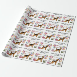 Papel De Presente Airedale Terrier Colorido Pastel Feliz Aniversário