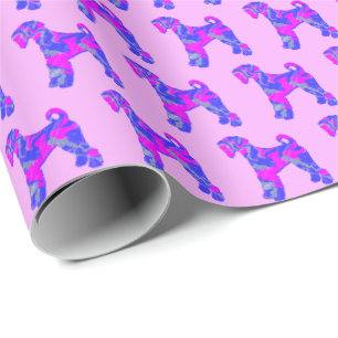 Papel De Presente Airedale Terrier Dog Silhouette P&B Pink Gift
