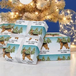 Papel De Presente Airedale Terrier Dog Snowy Winter Forest Festivo